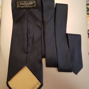 RAFFAELLO ROMA MEN'S TIE NAVY BLUE/ GREEN SMALL DOTS ON 100% SILK FROM ITALY